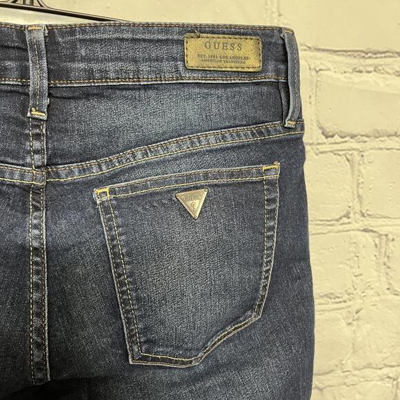 Y2K Guess Kate Boot dark blue wash bootcut low rise jeans size 28 - Picture 5 of 7